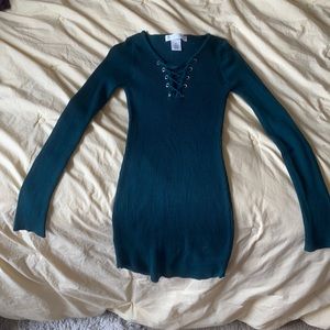 beautiful dark green tight dress